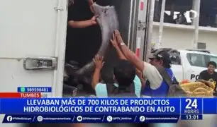 Capturan a dos hombres con más de 700 kilos de productos hidrobiológicos en Tumbes