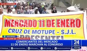 Paro Nacional: Comerciantes del mercado 11 de enero en SJL marchan hacia el Congreso