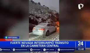 Ticlio: Fuerte nevada interrumpe el tránsito en la Carretera Central