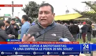 Presidente de la Federación de Mototaxis revela que extorsionadores piden hasta 20 mil soles de cupo