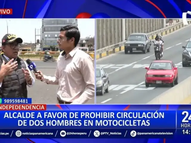 Independencia: Alcalde a favor de prohibir circulación de dos personas en una moto