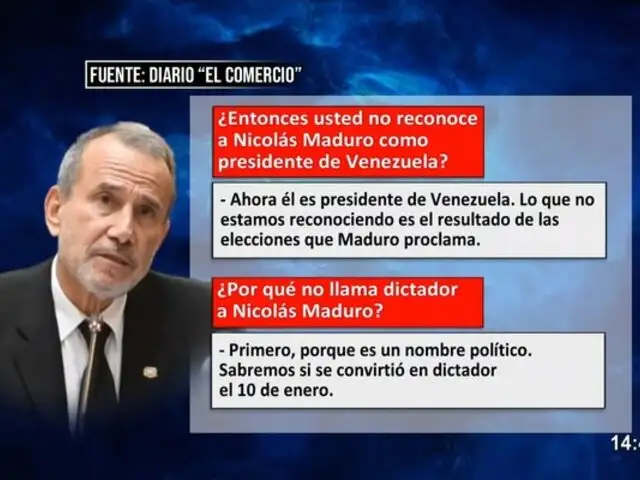 Elmer Schialer: canciller se niega a llamar "dictador" a Nicolás Maduro