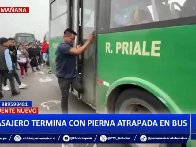 El Agustino: Pasajero termina con el pie atascado en puerta de bus durante paro nacional