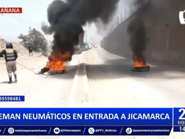 Paro nacional de transportistas: Queman neumáticos en ingreso a Jicamarca