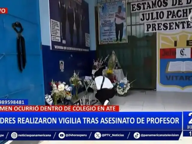 Madres realizaron vigilia tras asesinato de profesor en colegio de Ate