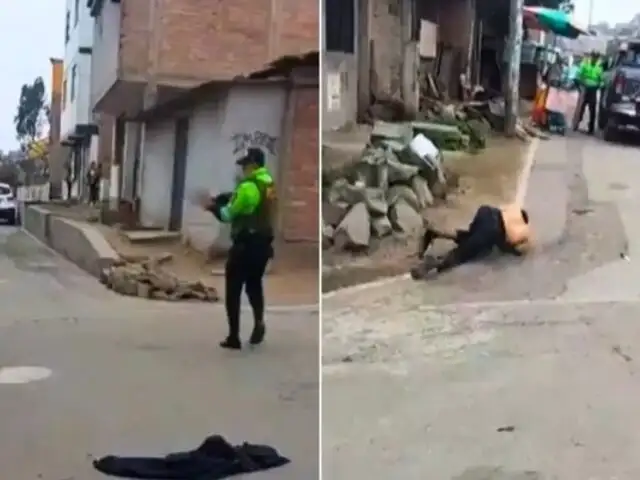 Policía reduce a peligroso sujeto que intentó atacarlos con cuchillo en San Juan de Miraflores