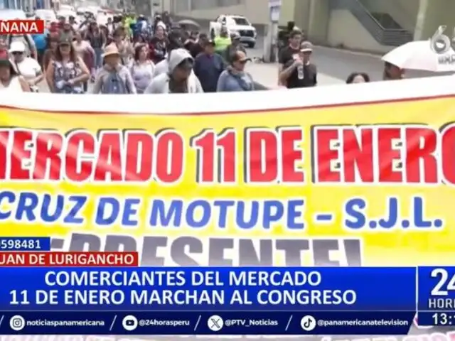 Paro Nacional: Comerciantes del mercado 11 de enero en SJL marchan hacia el Congreso