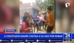 Huancayo: Madre castiga a su hijo a chicotazos tras ser capturado robando