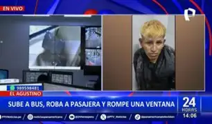 El Agustino: Delincuente rompe ventana de bus tras no poder asaltar a pasajera