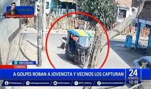 Ladrones golpean y roban a joven en Comas, pero vecinos logran capturarlos