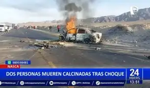 Tragedia en Nasca: Dos personas mueren calcinadas tras choque entre auto y camioneta