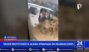 Cajamarca: Mujer mototaxista queda atrapada en inundaciones