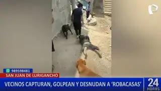 SJL: amarran y golpean a delincuente que fue sorprendido robando en una casa