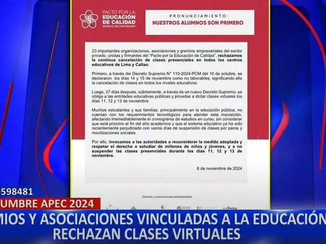 Gremios educativos rechazan suspensión de clases presenciales en Lima y Callao