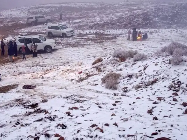 ¿Nieve en el desierto? La sorprendente tormenta que transformó el paisaje de Arabia Saudita