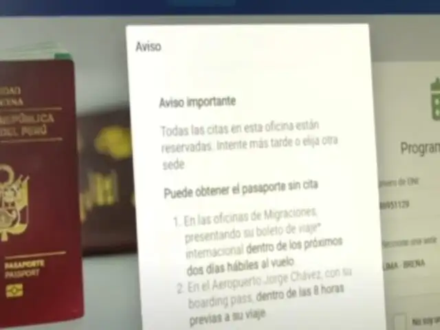 Reportan falta de citas en la plataforma de Migraciones para emisión de pasaporte electrónico