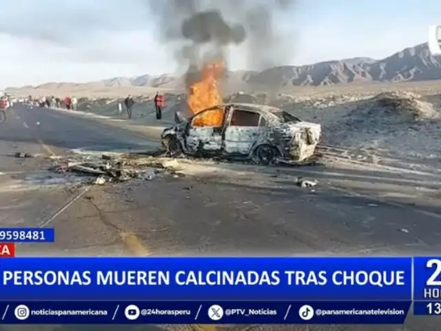 Tragedia en Nasca: Dos personas mueren calcinadas tras choque entre auto y camioneta