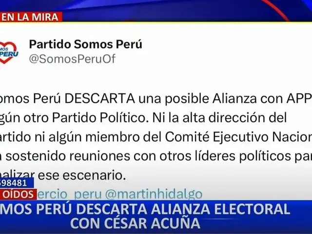 Somos Perú niega alianza con APP para las elecciones del 2026