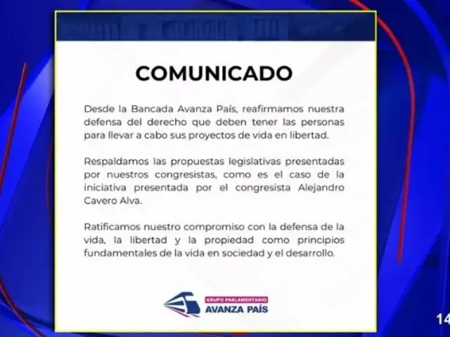 Bancada de Avanza País respalda proyecto de Unión Civil