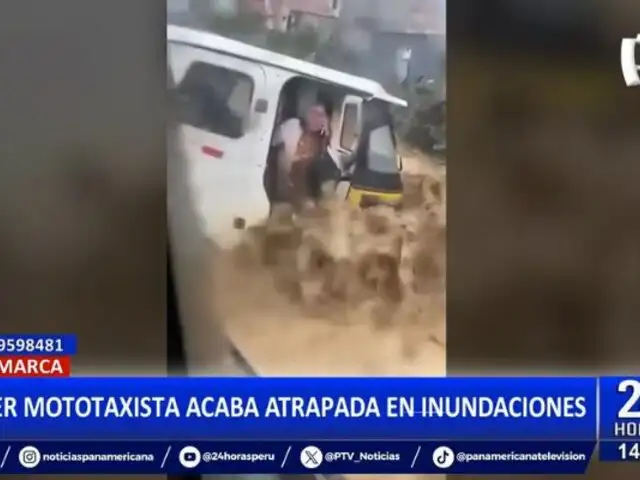 Cajamarca: Mujer mototaxista queda atrapada en inundaciones