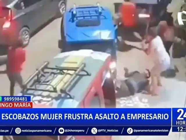 ¡Increíble! mujer usa escoba para defender a empresario de asalto en Tingo María