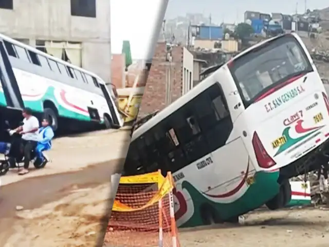 Bus pierde el control chocando contra un poste que cayó sobre vivienda en Chorrillos