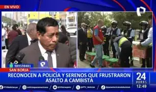 San Borja: Realizan reconocimiento a policía y serenos que frustraron asalto a cambista