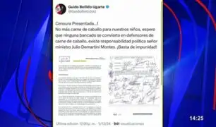 Guido Bellido respalda moción de censura contra Demartini: "No más carne de caballo para los niños"