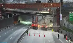 Así se realiza el cierre nocturno en la Vía Evitamiento por obras en puente Ricardo Palma