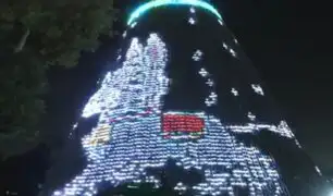 Encienden árbol de navidad en el Circuito Mágico del Agua