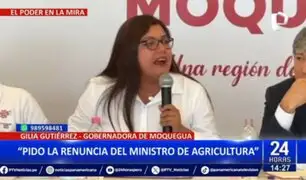 Gobernadora de Moquegua pide entre lágrimas la renuncia del ministro de Agricultura