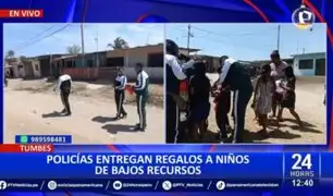 ¡Gran gesto!: Policías entregan regalos a niños de bajos recursos en Tumbes