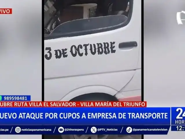 VMT: nuevo ataque a empresa de transporte por cobro de cupos