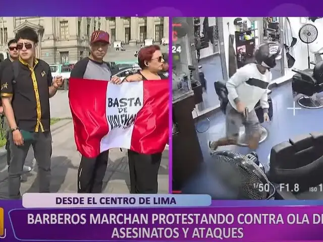 Gremio de barberos protesta frente al Poder Judicial pidiendo justicia y más seguridad