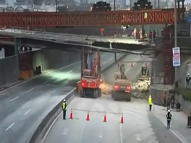 Así se realiza el cierre nocturno en la Vía Evitamiento por obras en puente Ricardo Palma