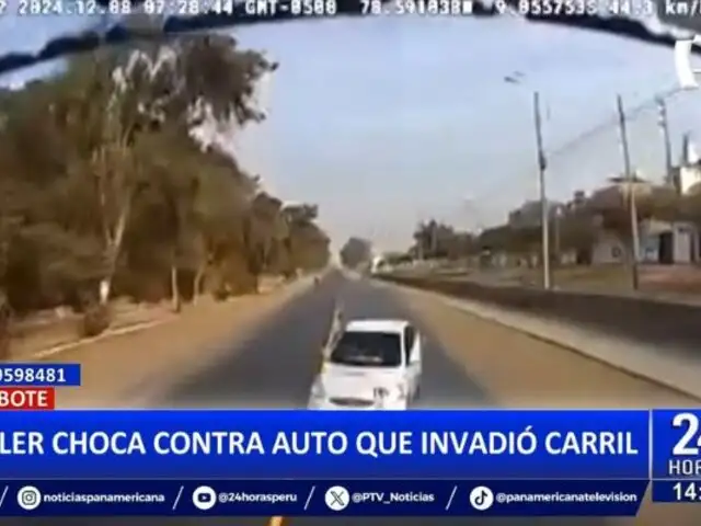 Chimbote: Tráiler choca con auto que invadió carril