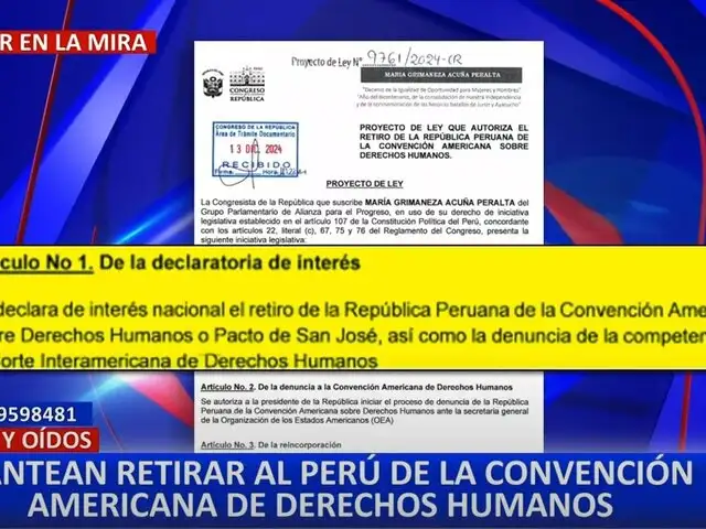 Congreso: presentan proyecto para que Perú se retire del Pacto de San José