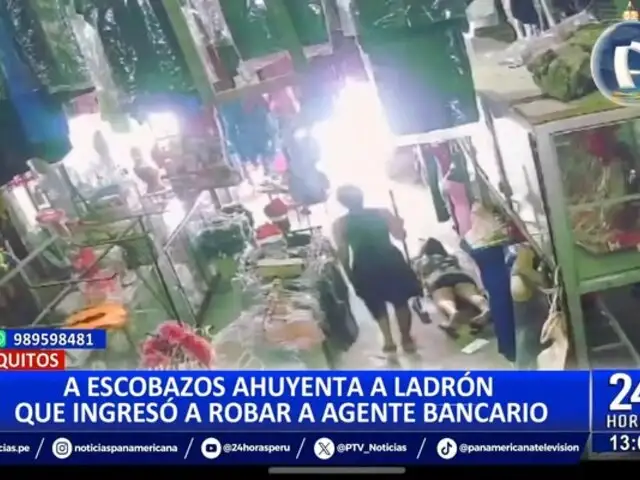 Iquitos: A escobazos ahuyentan a ladrón que ingresó a robar a agente bancario