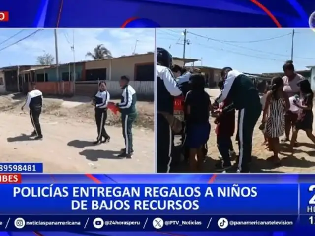 ¡Gran gesto!: Policías entregan regalos a niños de bajos recursos en Tumbes