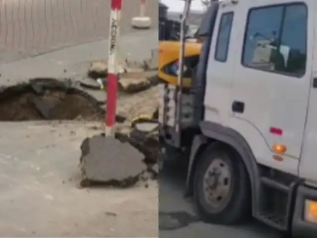 Camión se hunde en nuevo forado en Chorrillos