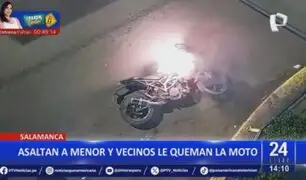 Salamanca: Vecinos queman moto de ladrones que asaltaron a menor