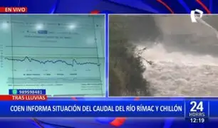 COEN informa que caudales de los ríos Rímac. Lurín y Chillón se encuentran en niveles estables