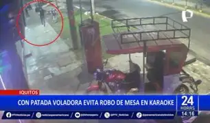 Joven lanza patada voladora a ladrón y evita robo en karaoke