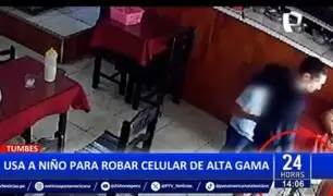 ¡El colmo! delincuente usa a niño para robar celular de alta gama en Tumbes