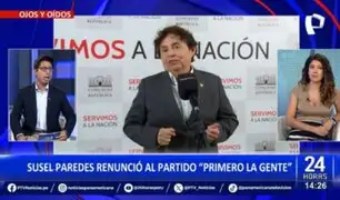 Susel Paredes renunció al partido "Primero la Gente"