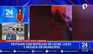 ¡El colmo! trabajadores del Municipio de Cusco festejan con bailes y licor en pleno horario laboral