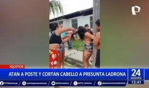 Justicia popular en Iquitos: Atan a poste y cortan el cabello a mujer por robar en vivienda