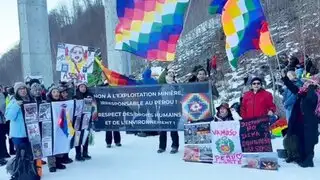 Dina Boluarte: peruanos en Zúrich protestan por llegada de presidenta al Foro Económico Mundial