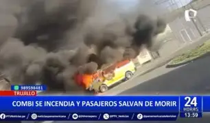 Trujillo: Combi se incendia y pasajeros se salvan de morir