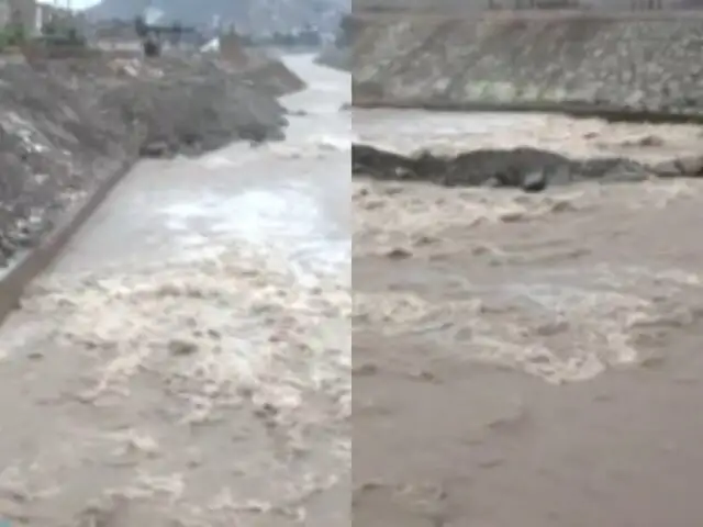 Aumenta el caudal del río Rímac tras intensas lluvias en Lima de esta madrugada